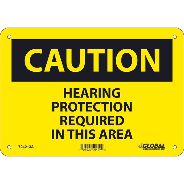 Global Industrial Caution Hearing Protection Required In This Area, 7x10, Aluminum 724213A - main